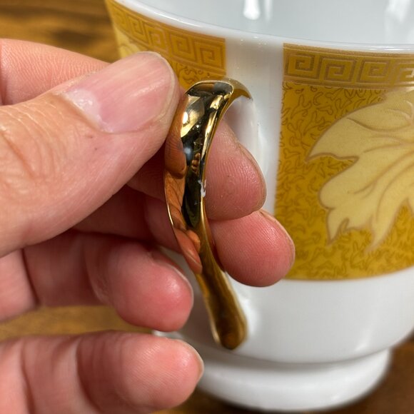 Vintage 1960s China Tea Cup Set with Saucers in Original Box Gold Grape Leaf - Picture 10 of 14